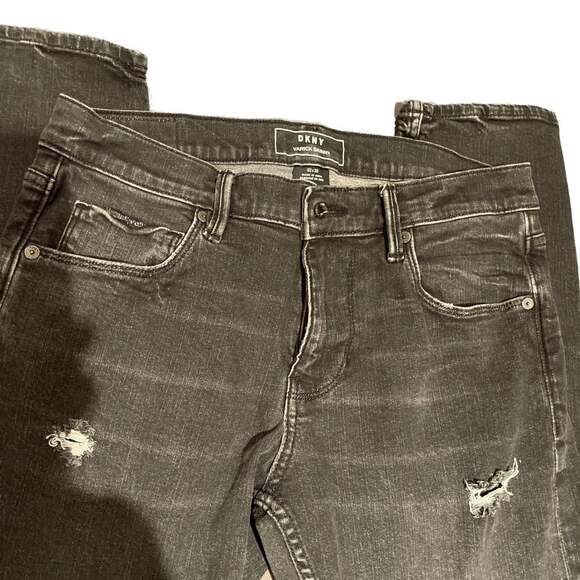 DKNY Men's Varick Skinny Fit Distressed Black Jeans Size 32x30 - Picture 8 of 9